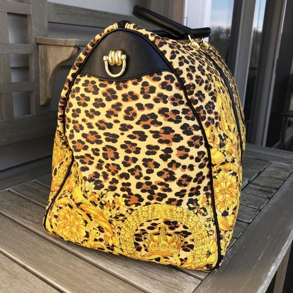 Gianni Versace Baroque Multicolor Canvas Weekend/Travel Bag Cheetah Duffle Bag - Picture 5 of 14